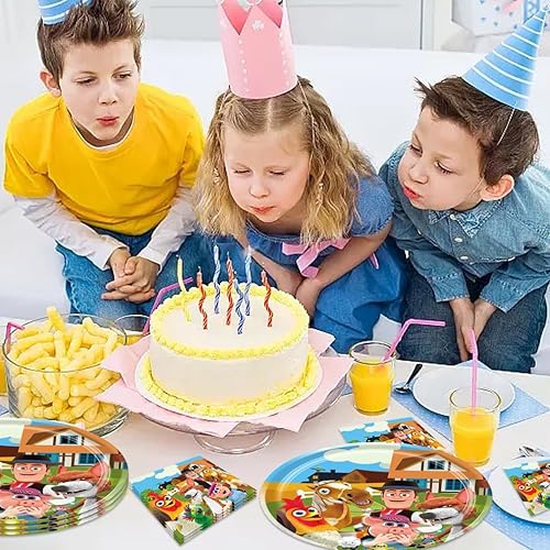 Miniatura 5 de 40 suministros para fiesta de cumpleaños Lai Granja De Zenoon, incluye 20 platos de papel, 20 servilletas, sirve para 20 invitados para Lai Granja