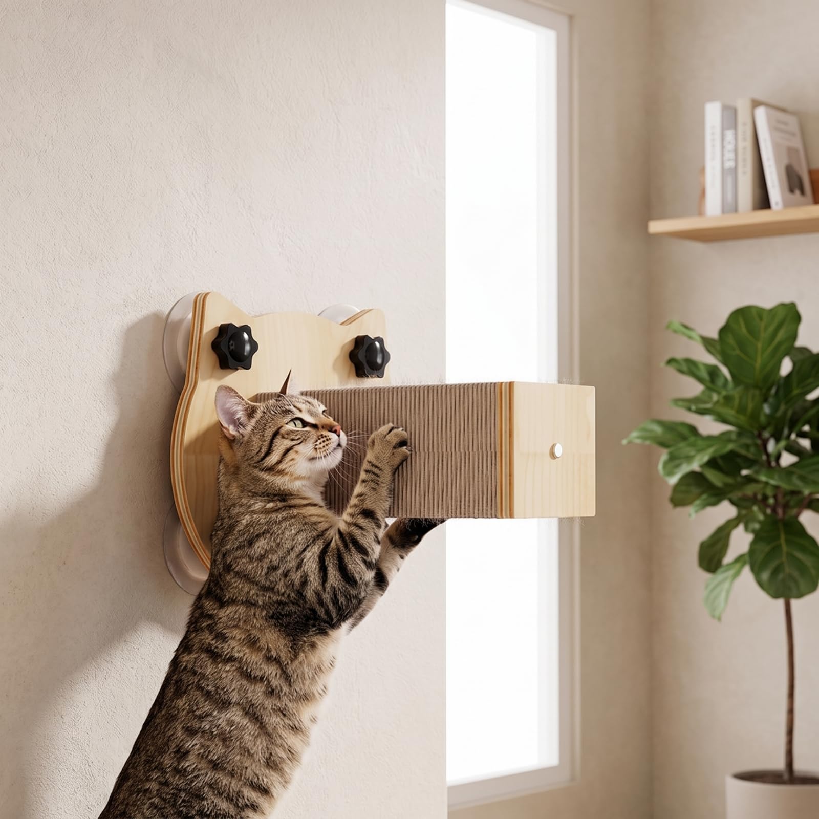 predolo Katzenliege mit Saugnapfhalterung wandmontiert Katzenbett mit Saugnapf stabil Katzenfensterbett für Katzen, Fliesenwand, Minimalistisch, Saugnapf, Quadratische Säule