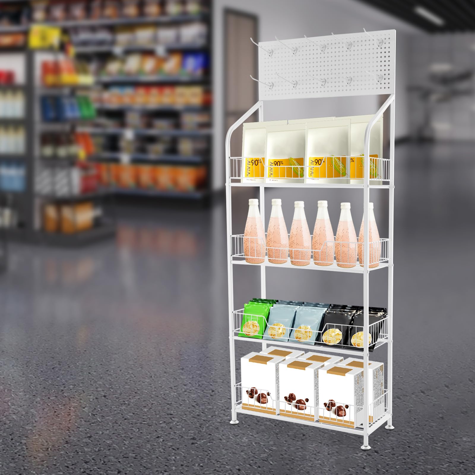 Organizador de exhibición de Snacks, estantes organizadores para panadería, Estante de Almacenamiento con Patas Ajustables, Soporte para Venta al por Menor, Soporte para Snacks (bl