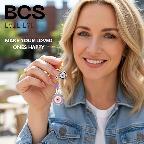 Miniatura 6 de BCS Llavero con dije de mal de ojo, amuleto de buena suerte y protección, llavero de automóvil, accesorios para bolso para mujer
