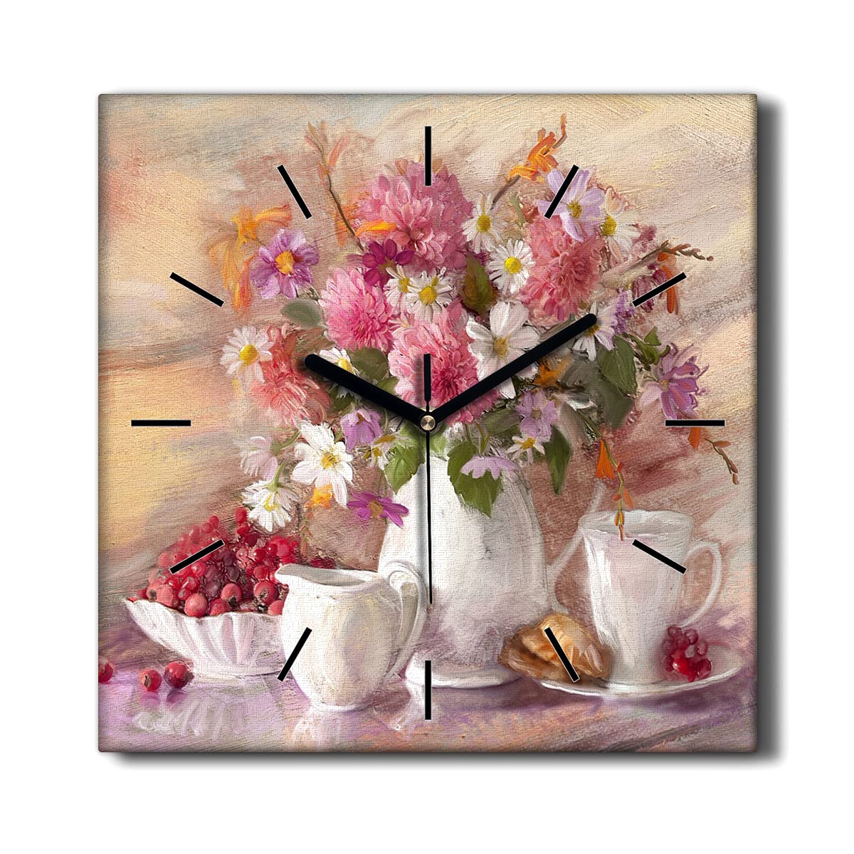 Horloge Murale sans tic-tac Coloray Toile Décoration Salon 30x30