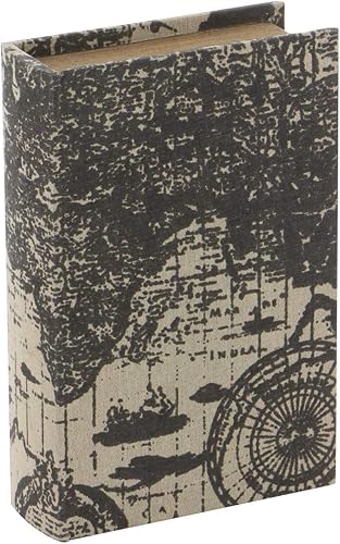 Miniatura 5 de Deco 79 Caja decorativa de madera con forma de libro de almacenamiento con tapa de mapa del mundo, juego de 3 cajas decorativas de recuerdo de 15