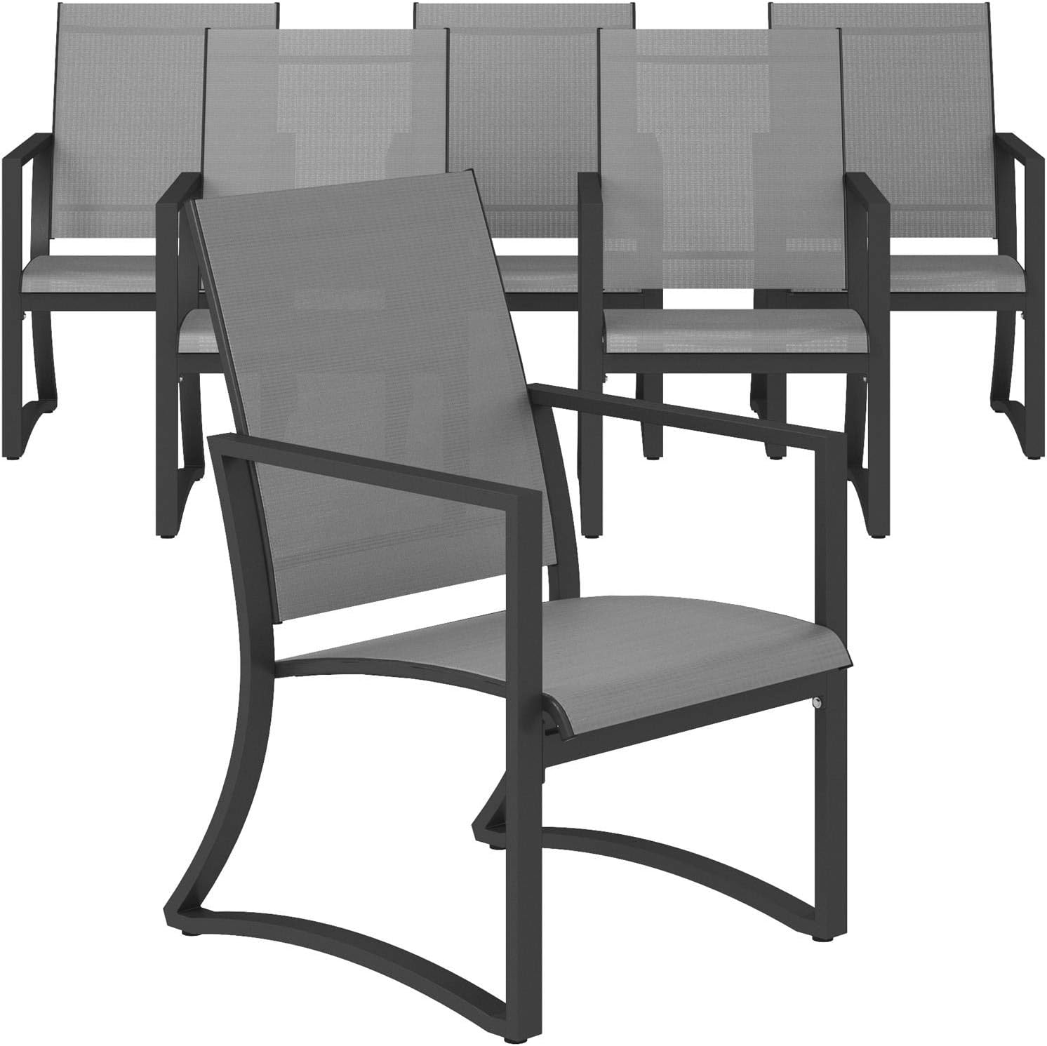 Cosco Outdoor Furniture, Patio Dining Chairs, 6 pack, Steel, Light Gray