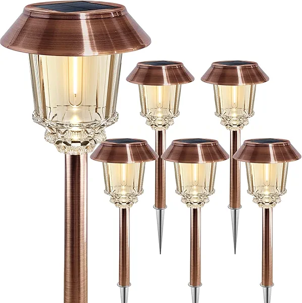 XMCOSY+ Solar Pathway Lights Outdoor - 6 Pack Solar Garden Lights, 10-40 LM Dimmable Solar Lights Outdoor Waterproof Auto On/Off IP 65 Solar Powered Landscape Lighting for Patio Walkway Driv