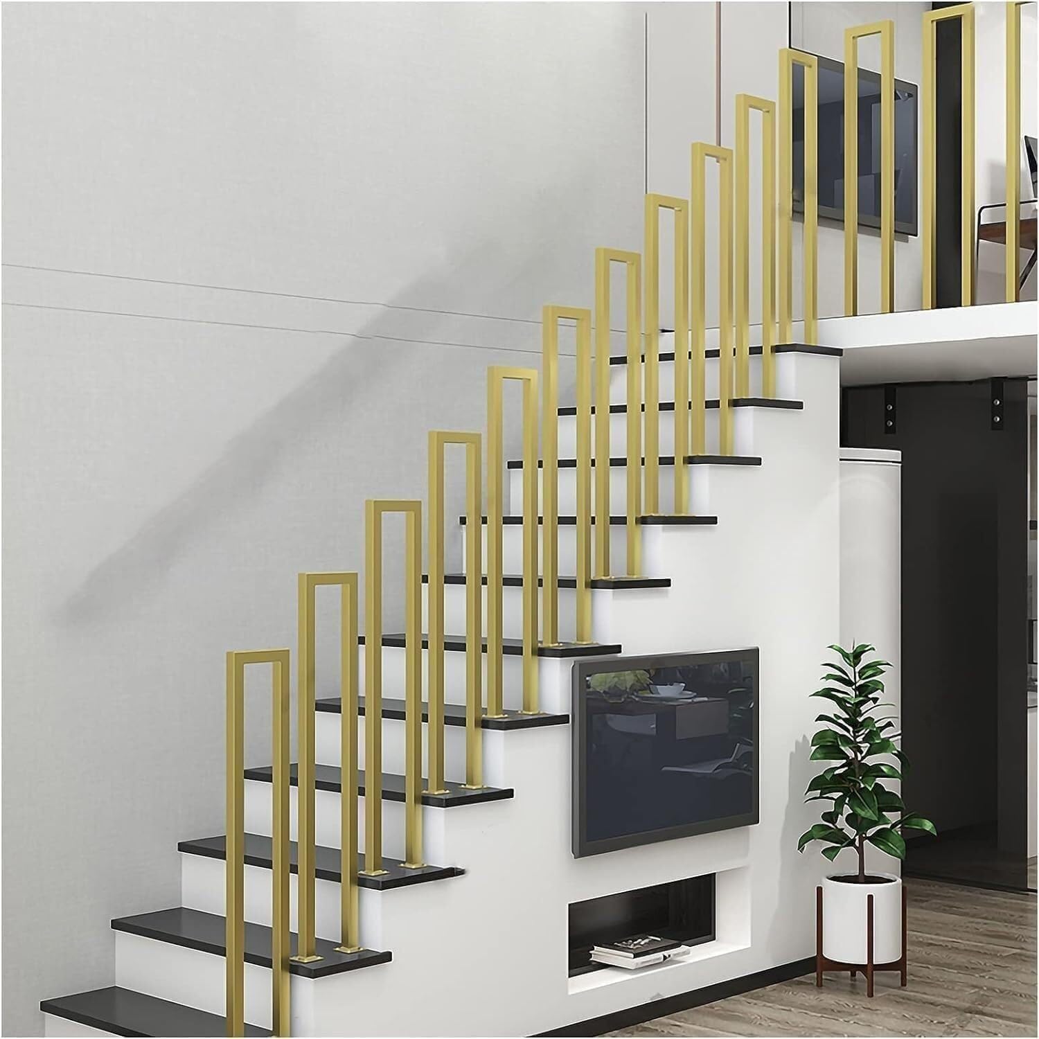 Hand Rails for Outdoor Steps, Metal U Shaped Handrails for Indoor Stairs, Lndustrial Wrought Lron Handrail, for Porch, Loft, Corridor, Garden Fence Armrest(55CM/1.8FT)