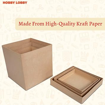 Hobby Lobby Square Paper Mache Boxes With Lids, Set of 3 | Stackable Paper Mache Box for Custom Decoration, Square Gift Boxes With Lids