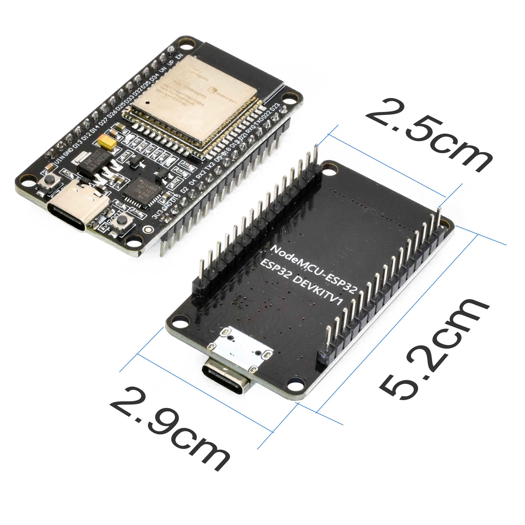 IoTCrazy ESP32-WROOM-32D Board for ESP32 Development, USB Type-C