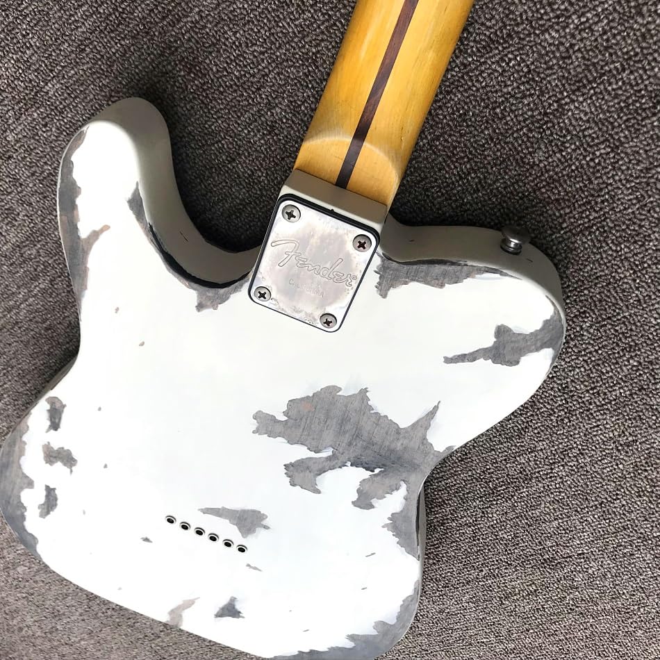 Chitarra elettrica bianca imitazione vecchia TEIE personalizzata con tastiera in acero e hardware cromato - Guitarra Electrica professionale