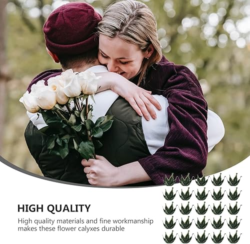 Miniatura 8 de ARTIBETTER 1 juego de 50 piezas de receptáculo floral cálices hojas de rosa suministros de bricolaje herramientas de fabricación de coronas base de