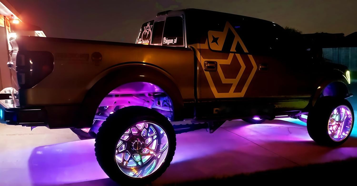 17.5" LED Wheel Lights - Triple Row RGB + White + Dream Color Chasing Flow, Bluetooth + Remote | for Car, Truck, SUV, Pickup, Off-Road