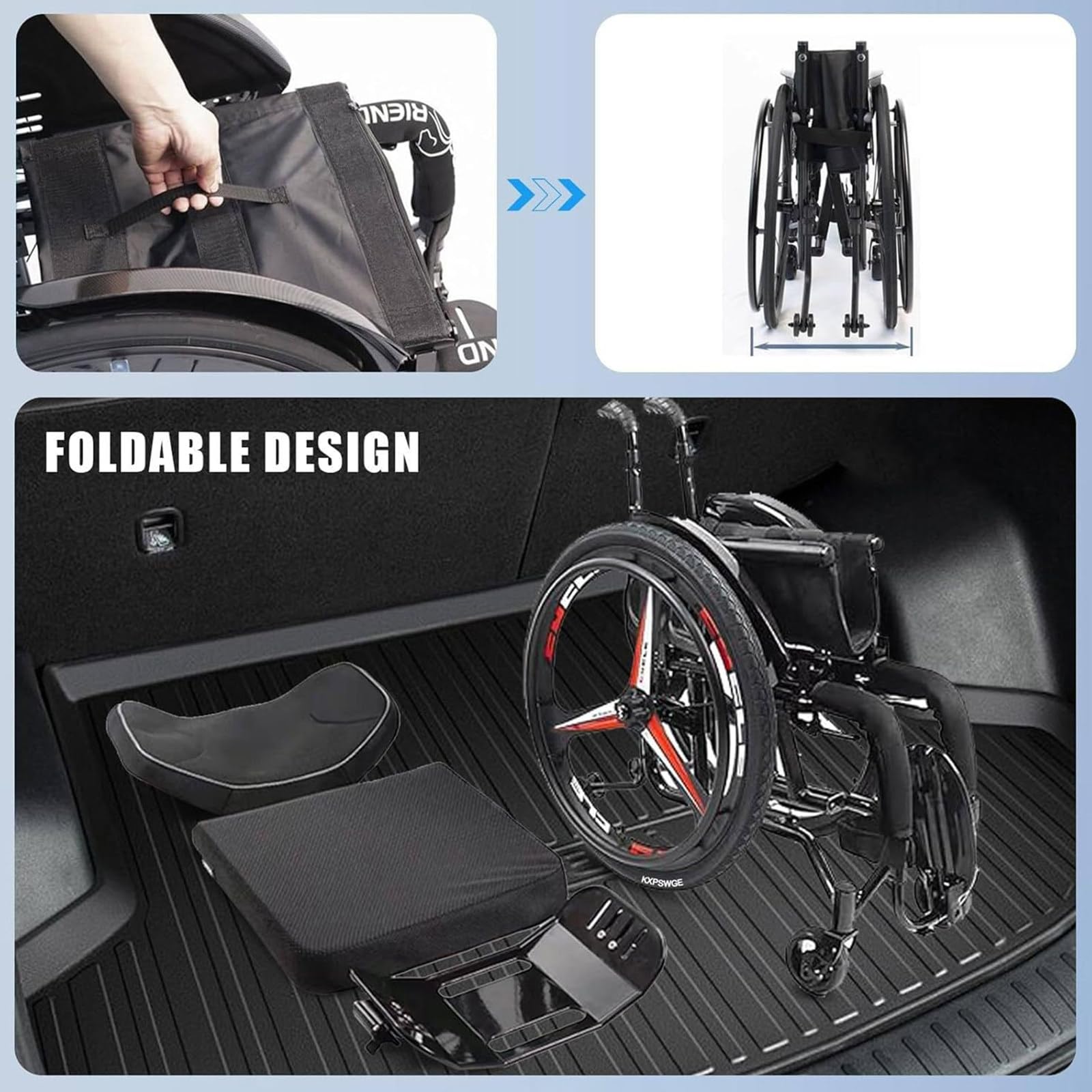 Składany terenowy lekki aluminiowy wózek inwalidzki Seatwidth:42cm | Nośność 100kg,podwójny hamulec i kółka zabezpieczające przed przewróceniem,obracające się 4-calowe kółka skrętne