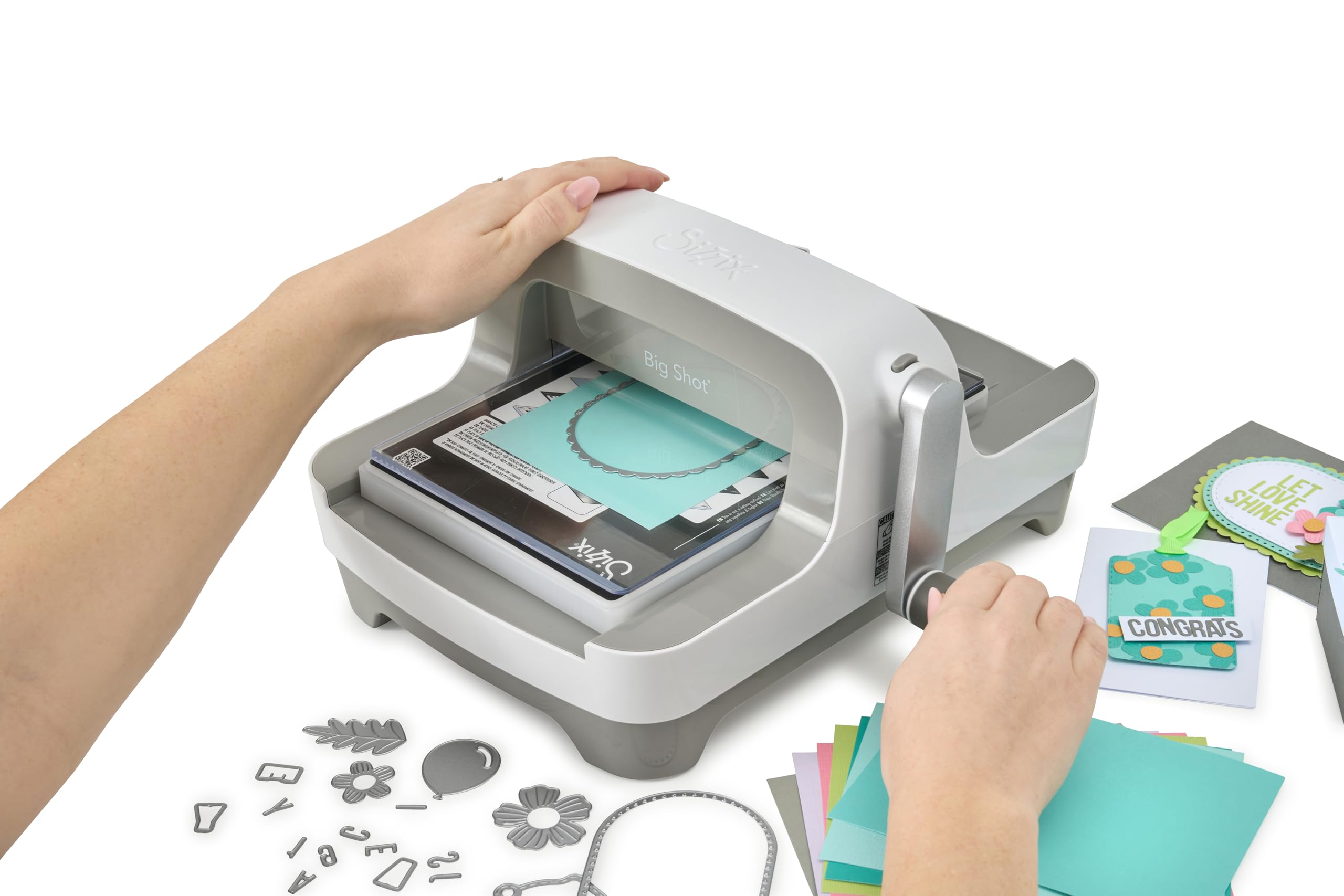 Kit iniziale Sizzix Big Shot, macchina fustellatrice manuale con fustelle, cartella per goffratura e cartoncino