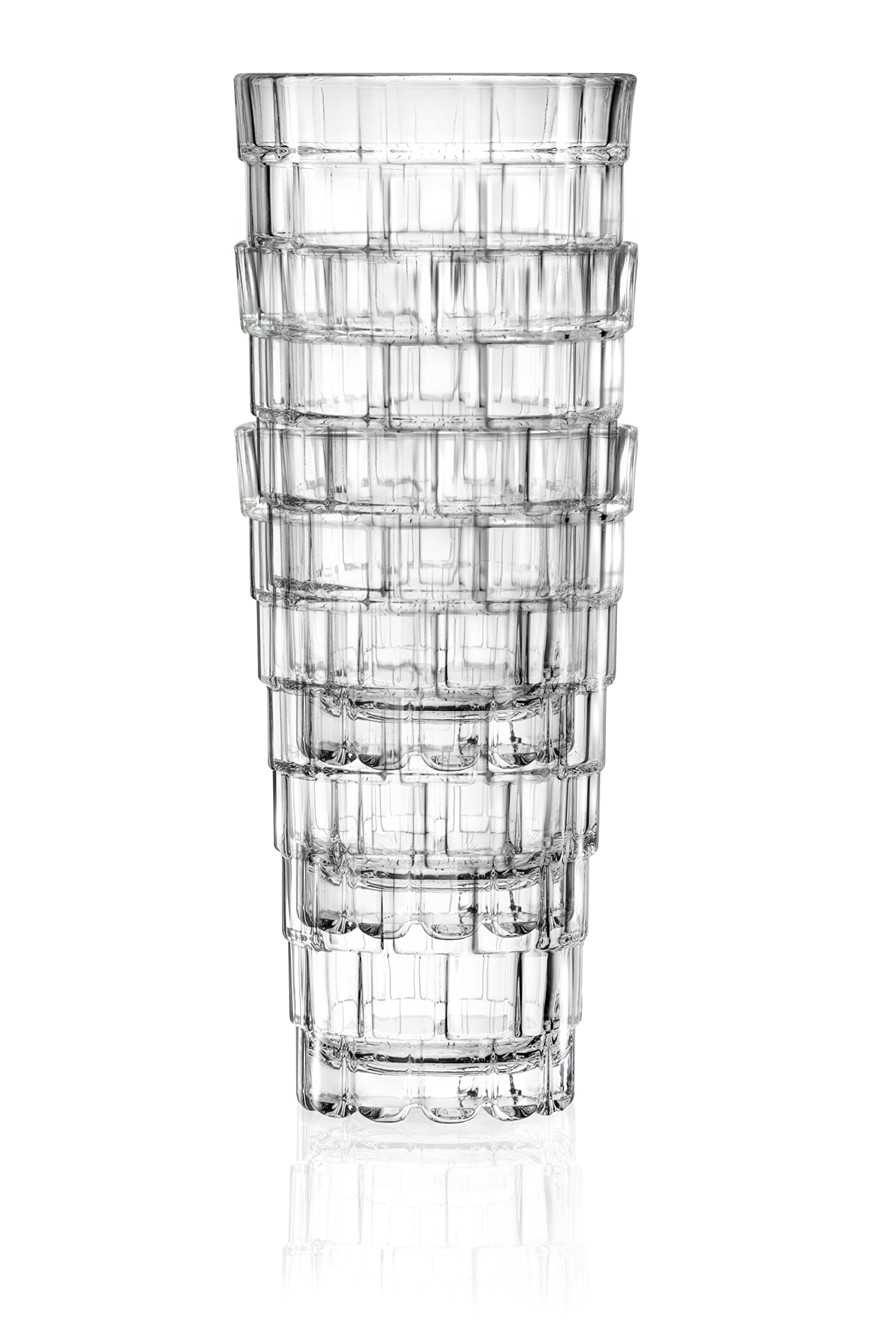 Barski Highball – Glasbecher – Set mit 6 – Hiball-Gläser – stapelbar – Kristallglas – Trinkgläser – für Wasser, Saft, Wein, Bier und Cocktails – 370 ml, hergestellt in Europa
