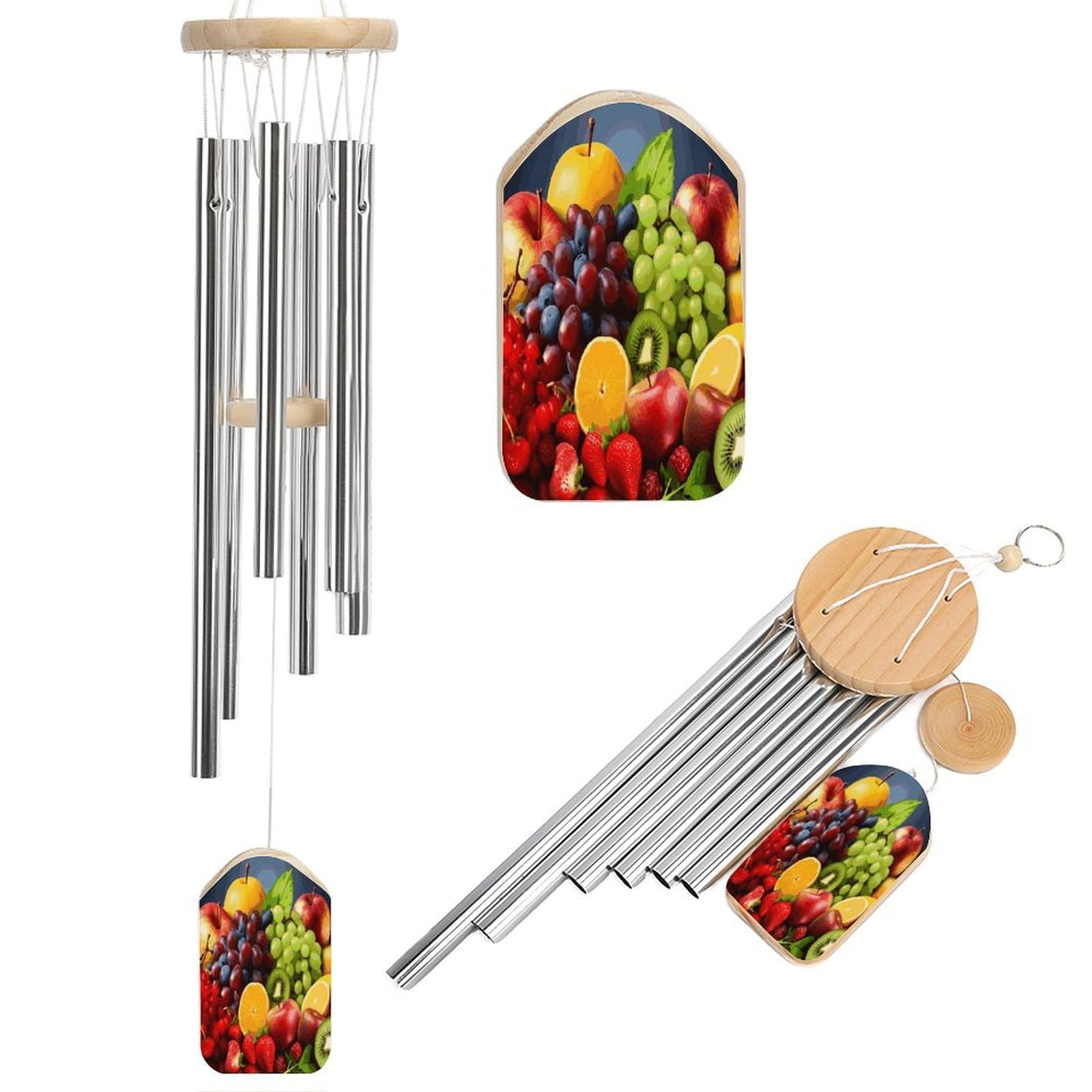 Fekiloot Style Fruits Tone Wind Chimes For Outside,Wind Bell With 6 Aluminum Alloy Tubes,Sympathy Wind Chime For Yard/Garden/Patio Decor