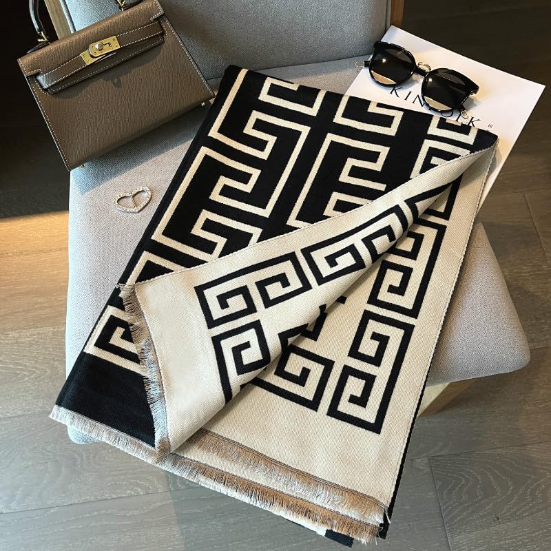 FairyCity Women's Soft pashmina Shawl Oversized Winter Warm blanket Scarf Long Cashmere Shawls Wraps Geometric patterns - Image 4