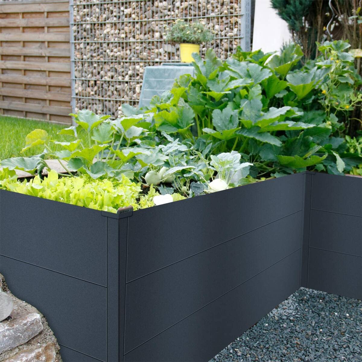Metzler Hochbeet für den Garten – Stahl in Anthrazit | Witterungsbeständiges Metall-Gartenbeet, Pflanzenbeet, Blumenhochbeet | 150 x 75 x 77 cm