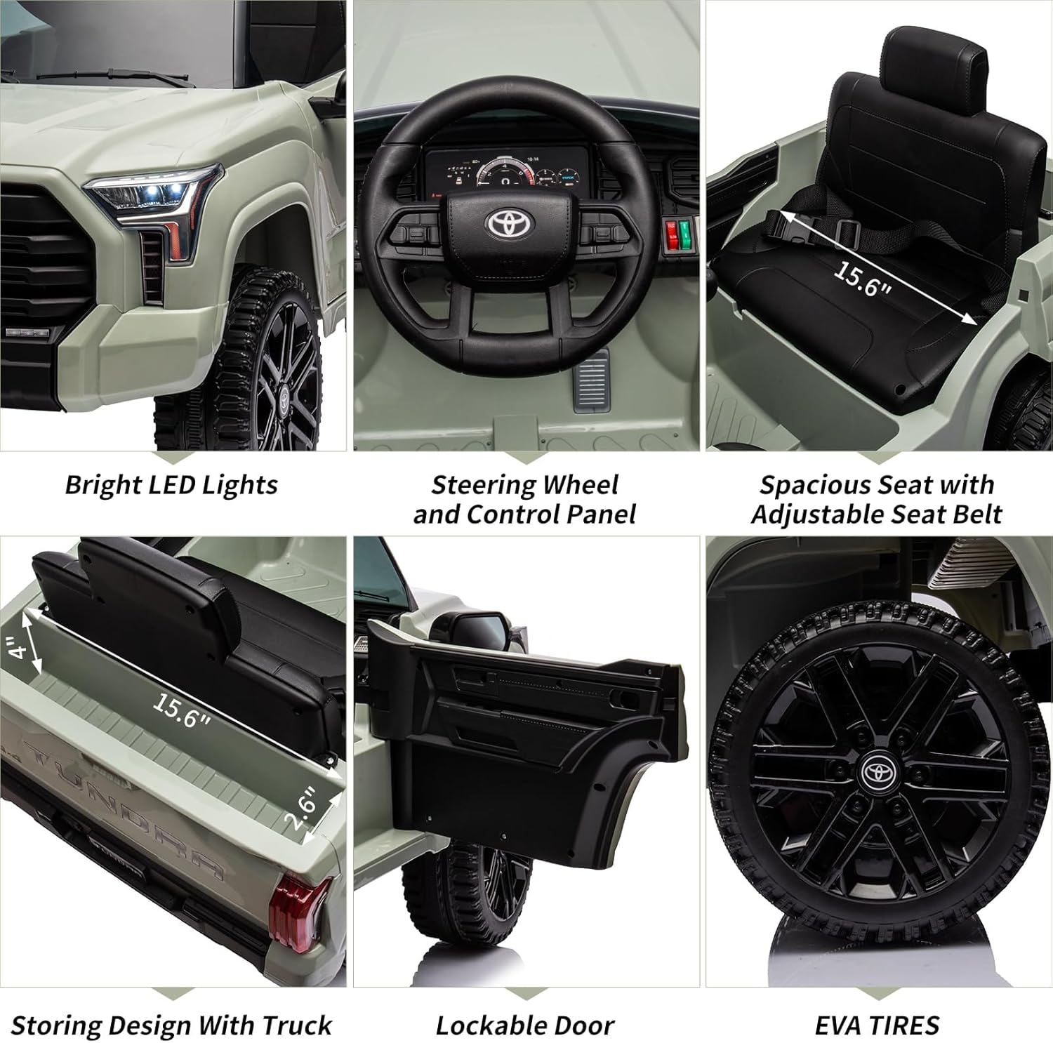 GarveeLife Electric Car for Kids, Licensed Toyota Tundra 12V Ride On Truck Car, Off-Road Kids Pickup Car w/Remote, Spring Suspension & 3 Speeds, LED Headlights, Ride-On Toys for Boys/Girls