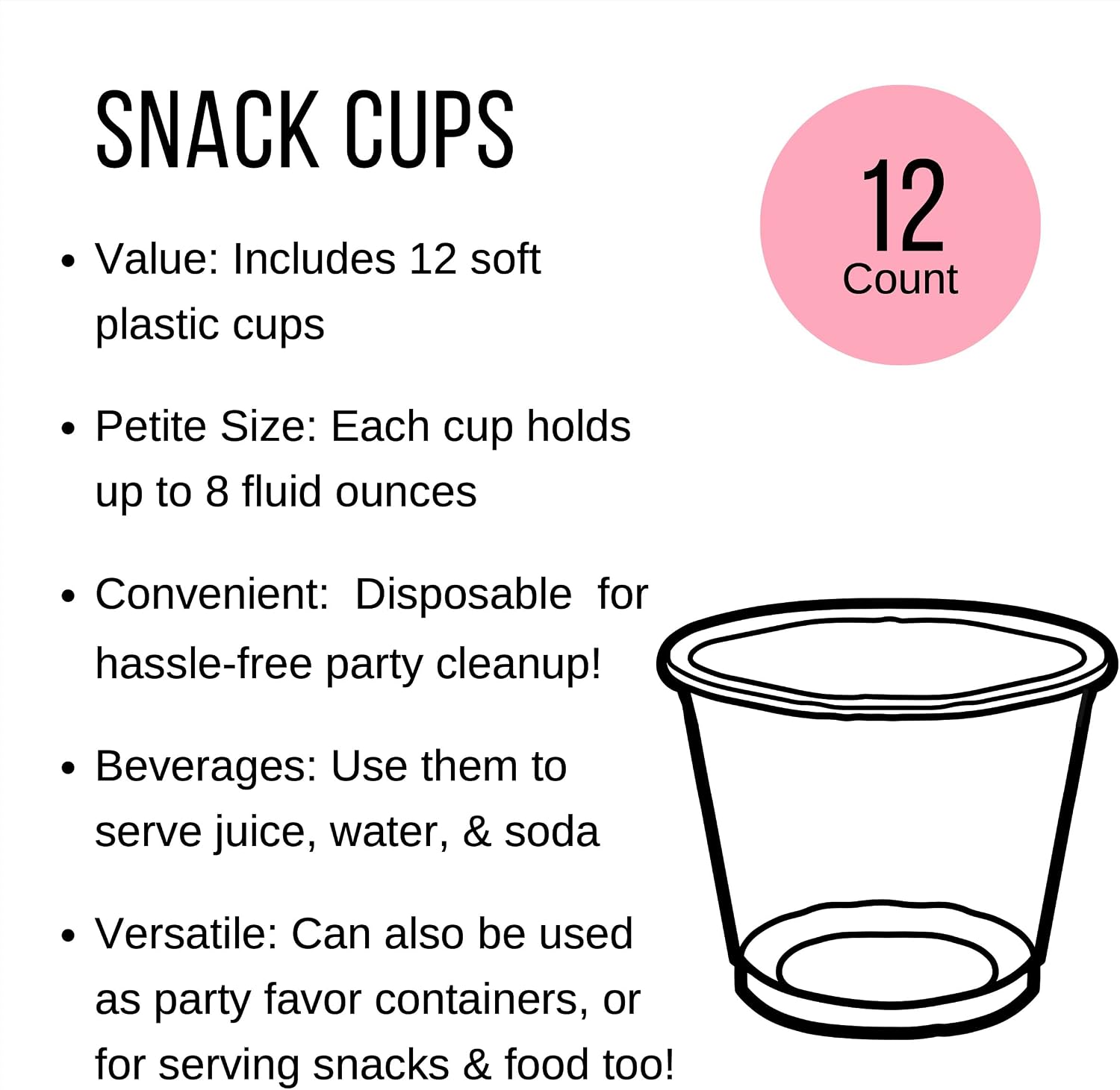 Robot Party Cups, 8 oz Clear Plastic, Set of 12, Kids Birthday Party Supplies