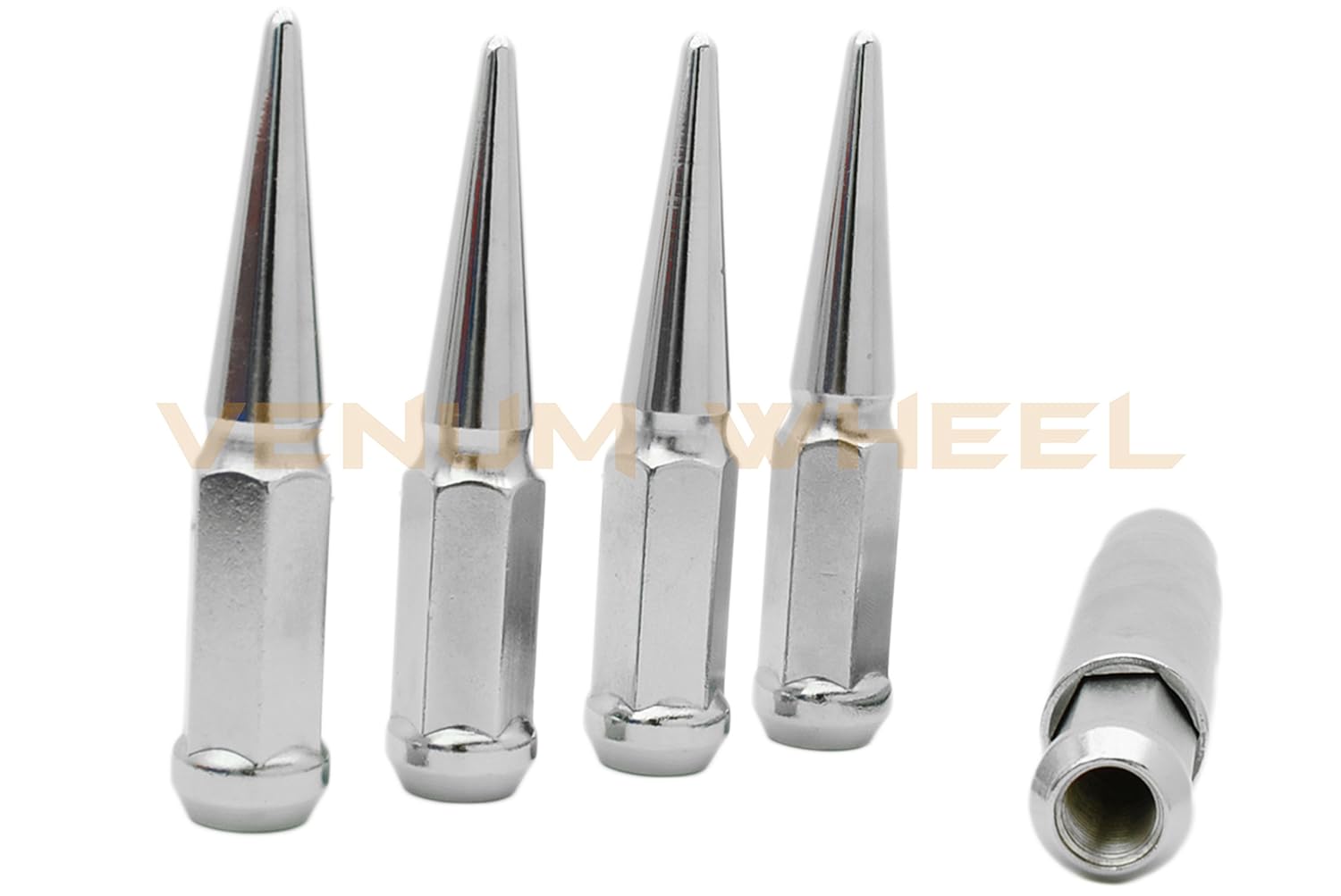20pc 9/16"-18 Chrome Spike Lug Nuts for 1994-2011 Dodge Ram Solid 1 Piece 4.5" Tall Acorn Lug Nut- Includes Socket Key