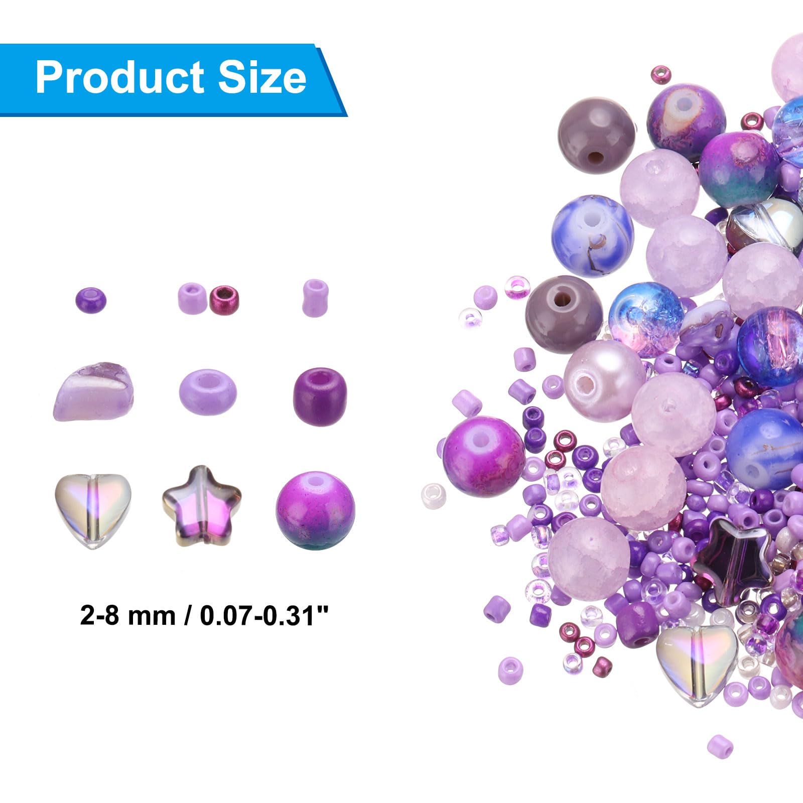 PATIKIL 2-8mm Assorted Glass Resin Beads - Image 2
