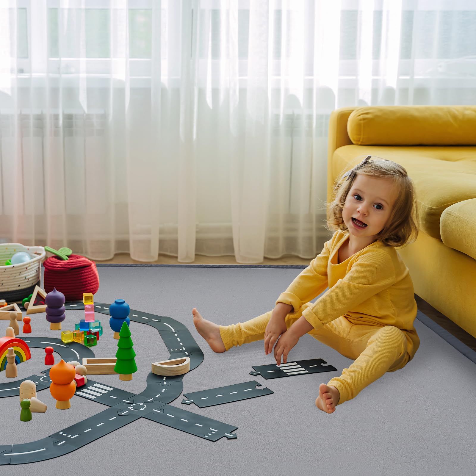 Spielmatte Baby 150x200cm XL | Wolkenweiche Krabbelmatte mit Memory Schaum 3,5cm | Rutschfester Kinderteppich | Baby Krabbeldecke & Tatami Matte fürs Kinderzimmer