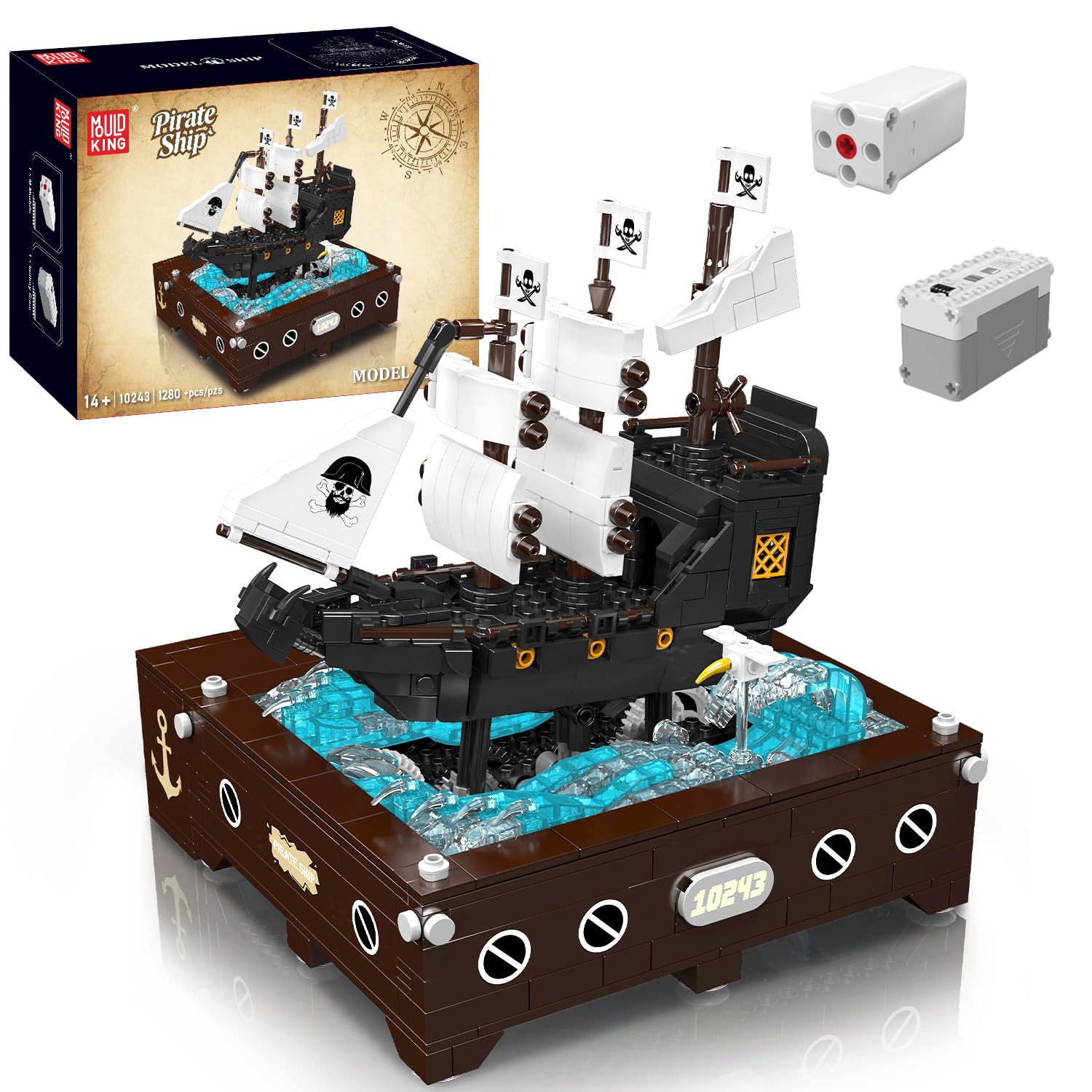 Mould King 10243 Pirate Ship Building Set, 1280PCS
