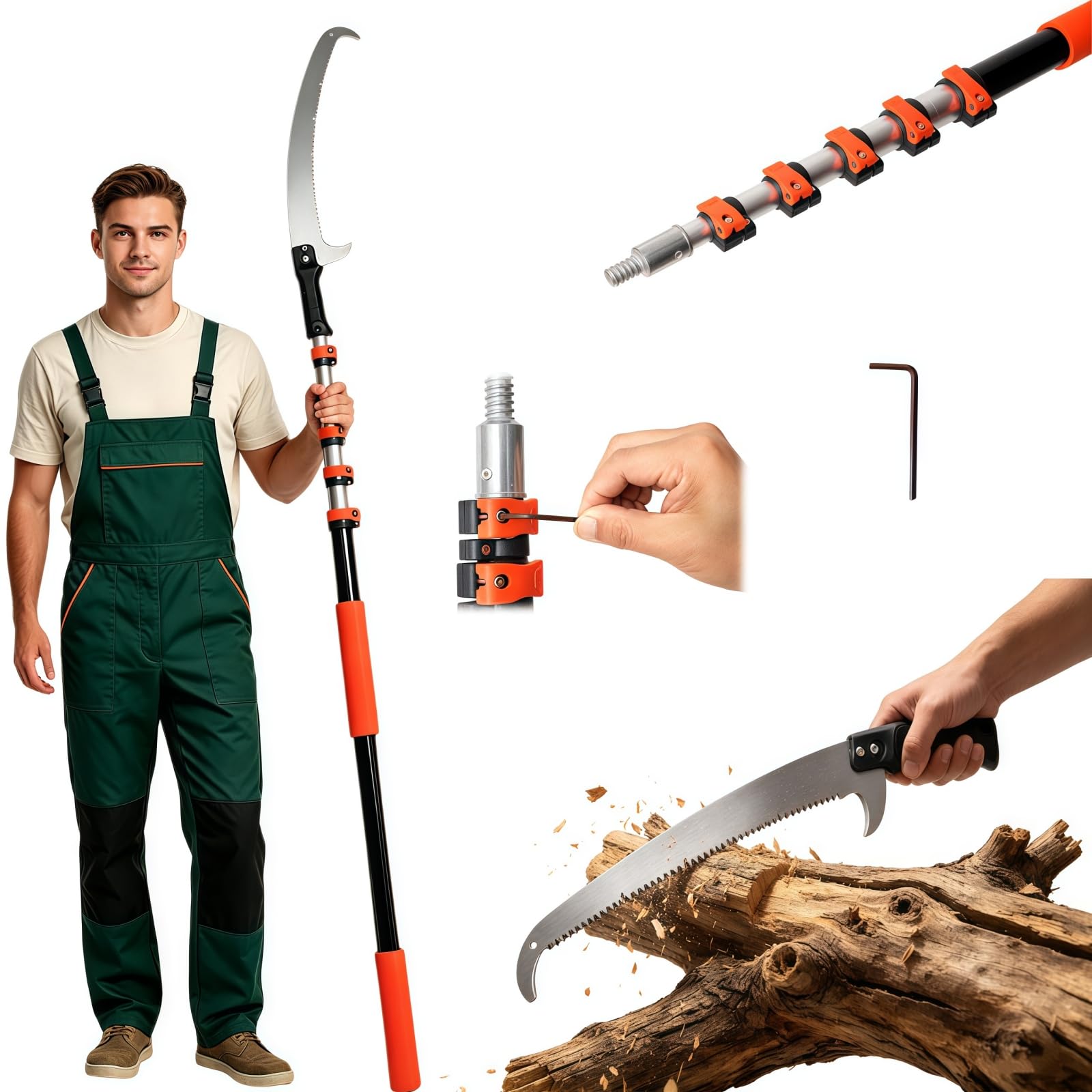 AgiiMan 30FT Reach Pole Saws for Tree Trimming, Pole Saws with 5-24FT Telescoping Extension Pole Pruning Pole