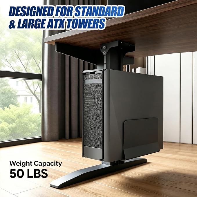 Soporte para PC bajo escritorio y de pared ajustable negro miniatura 2