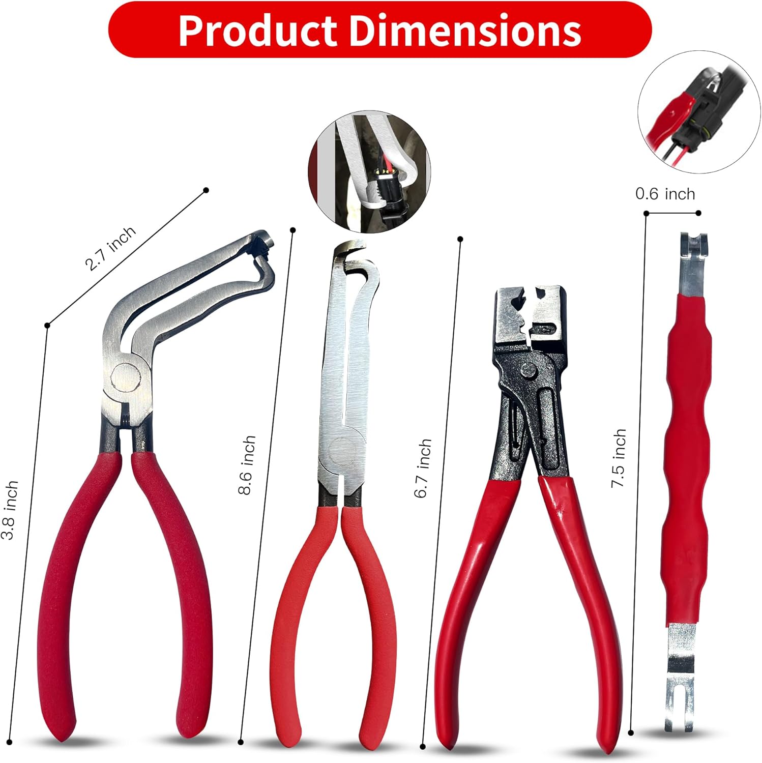 Electrical Disconnect Pliers for Cars 4-Piece - Electrical Connector Disconnect Tool Set, Automotive Plug Connector Separator Removal Tool & Hose Clamp Pliers (Straight+60 Degree) image 2 of 7 B0FG2V99F9