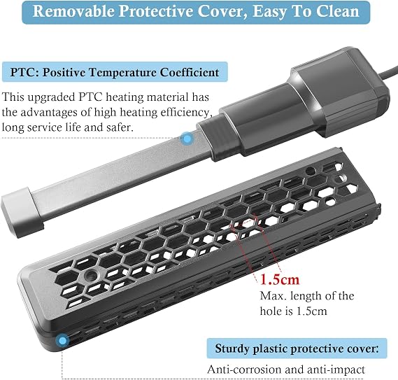 FEDOUR 200W 400W Aquarium PTC Heater with Controller: Digital Heater for Fish Tank and Turtle Tank 100-400L, Submersible Aquarium Heater with Protective Cover