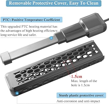 FEDOUR 200W 400W Aquarium PTC Heater with Controller: Digital Heater for Fish Tank and Turtle Tank 100-400L, Submersible Aquarium Heater with Protective Cover