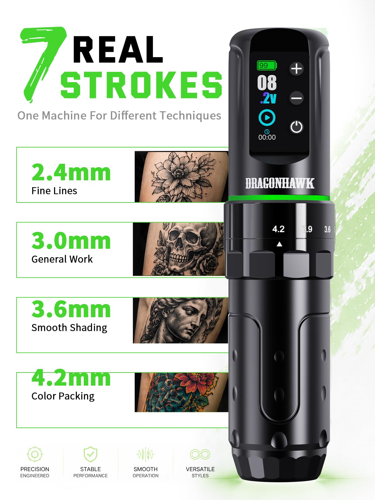 Amazon.com: Dragonhawk L3 Wireless Tattoo Kit, Complete Tattoo Gun