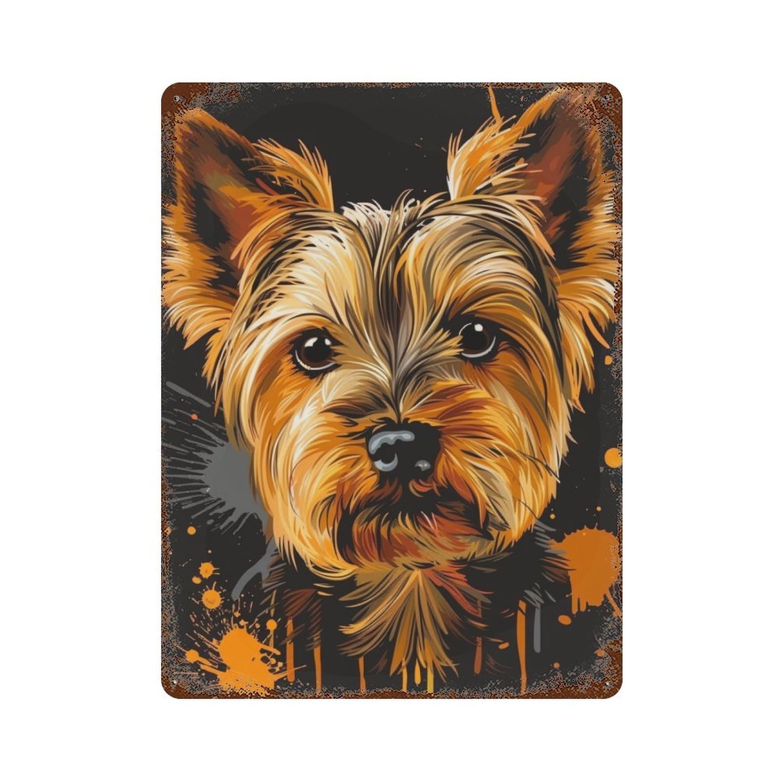 Yorkshire Terrier Art Print Decorative Tin Sign 15.7"x11.8", Farmhouse Wall Decor for Garage, Bar And Workshop Decor
