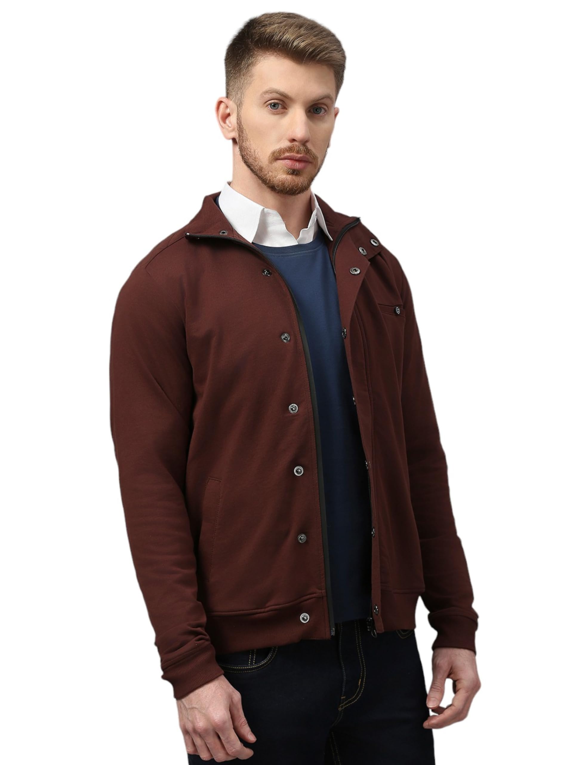 Dream of Glory Inc. Cotton Men's Solid Regular Jacket (DOGI_AWx24-TRACK-JACKET_BROWN_XL) 2