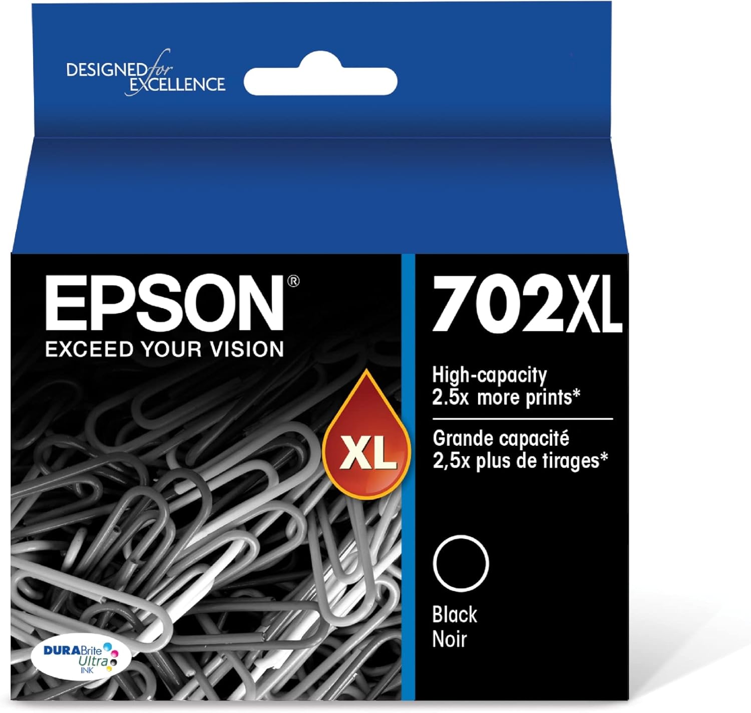 EPSON 702 DURABrite Ultra Ink High Capacity Black & Standard Color Cartridge Combo Pack (T702XL-BCS) Works with WorkForce Pro WF-3720, WF-3730, WF-3733