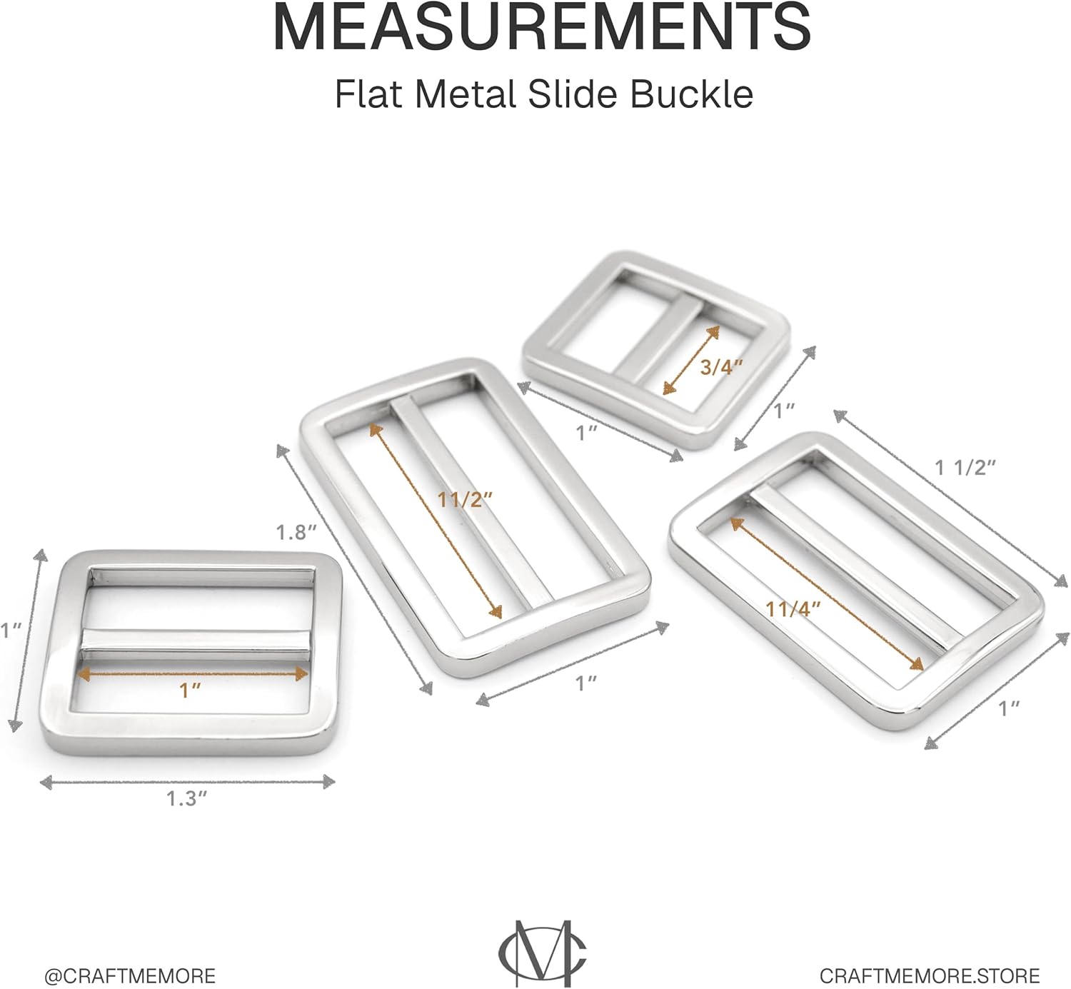 CRAFTMEMORE Flat Metal Slide Buckle Triglide Strap Keeper Leathercraft Bag Belt Adjuster Sliders 6 Pack VTSL - Image 4