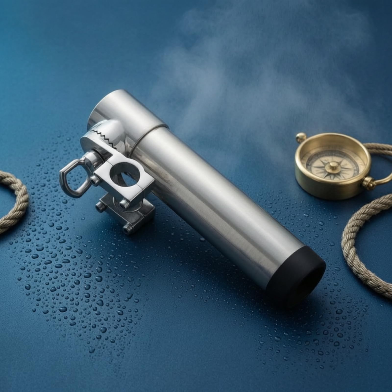 Portacanna da Pesca Portacanna Supporto Staffa Morsetto Fissaggio Laterale Corpo Cilindrico Cappuccio Protettivo Acciaio Inox 316 Lucidato Adatto per