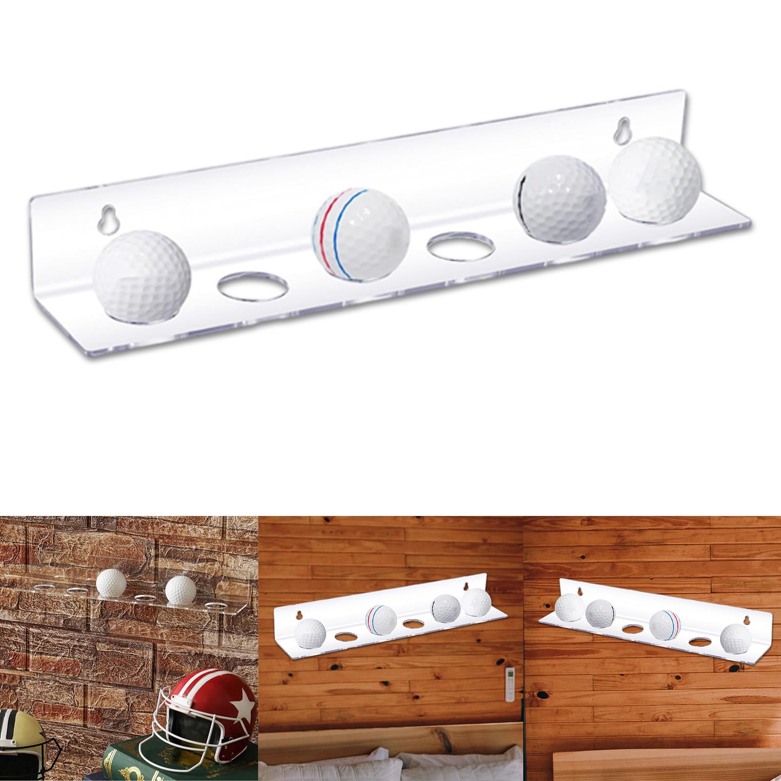KAIXINXIN Golfball Wall Mounted Floating Shelf Golfs Display Rack Acrylic Golfball Stand for 6 Golfball Display