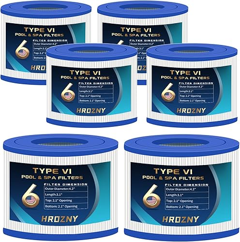 Hrozny Filtro de spa tipo VI y cartucho de repuesto de filtro de bañera de hidromasaje para filtros inflables de bañera de hidromasaje (paquete de 6)