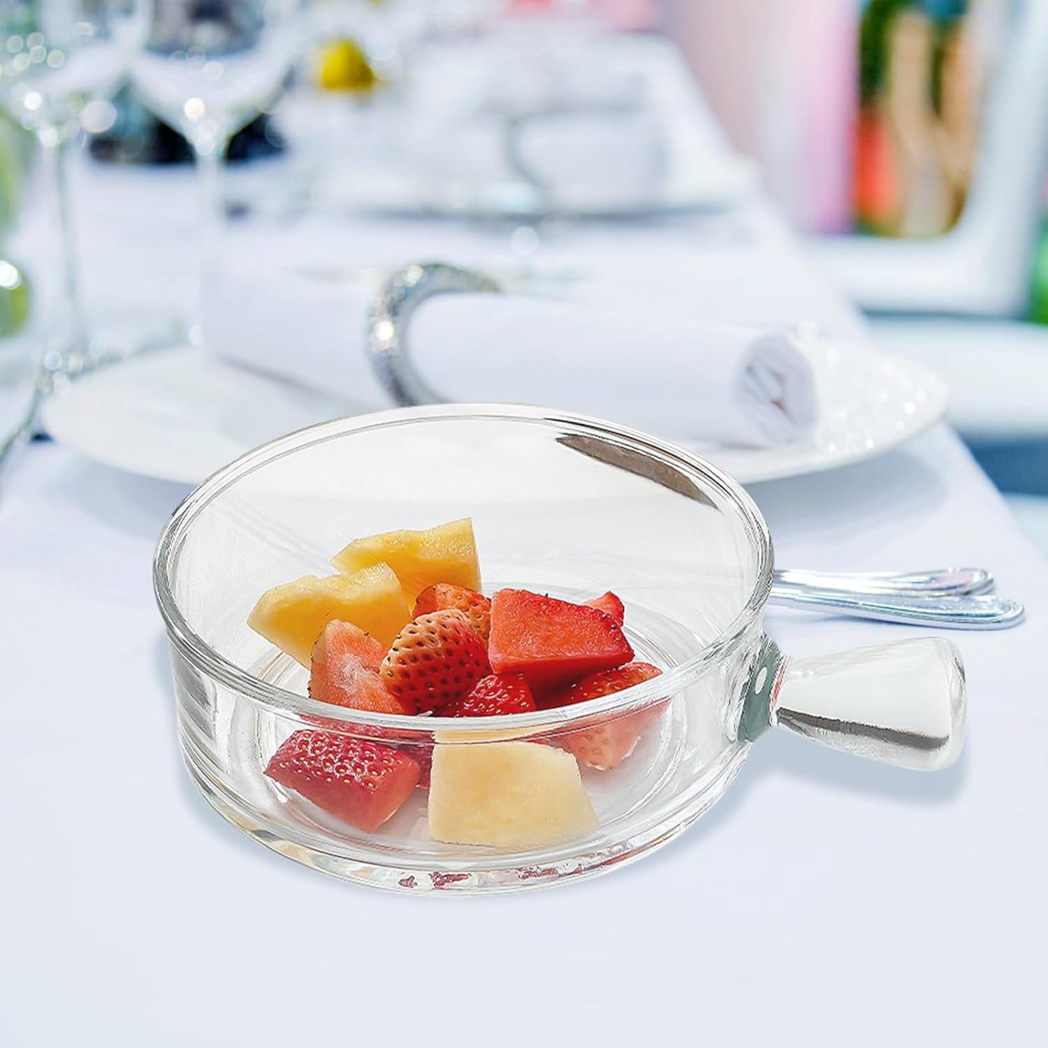 Operitacx Ml Glass Salad Dessert Bowl with Handle for Parties