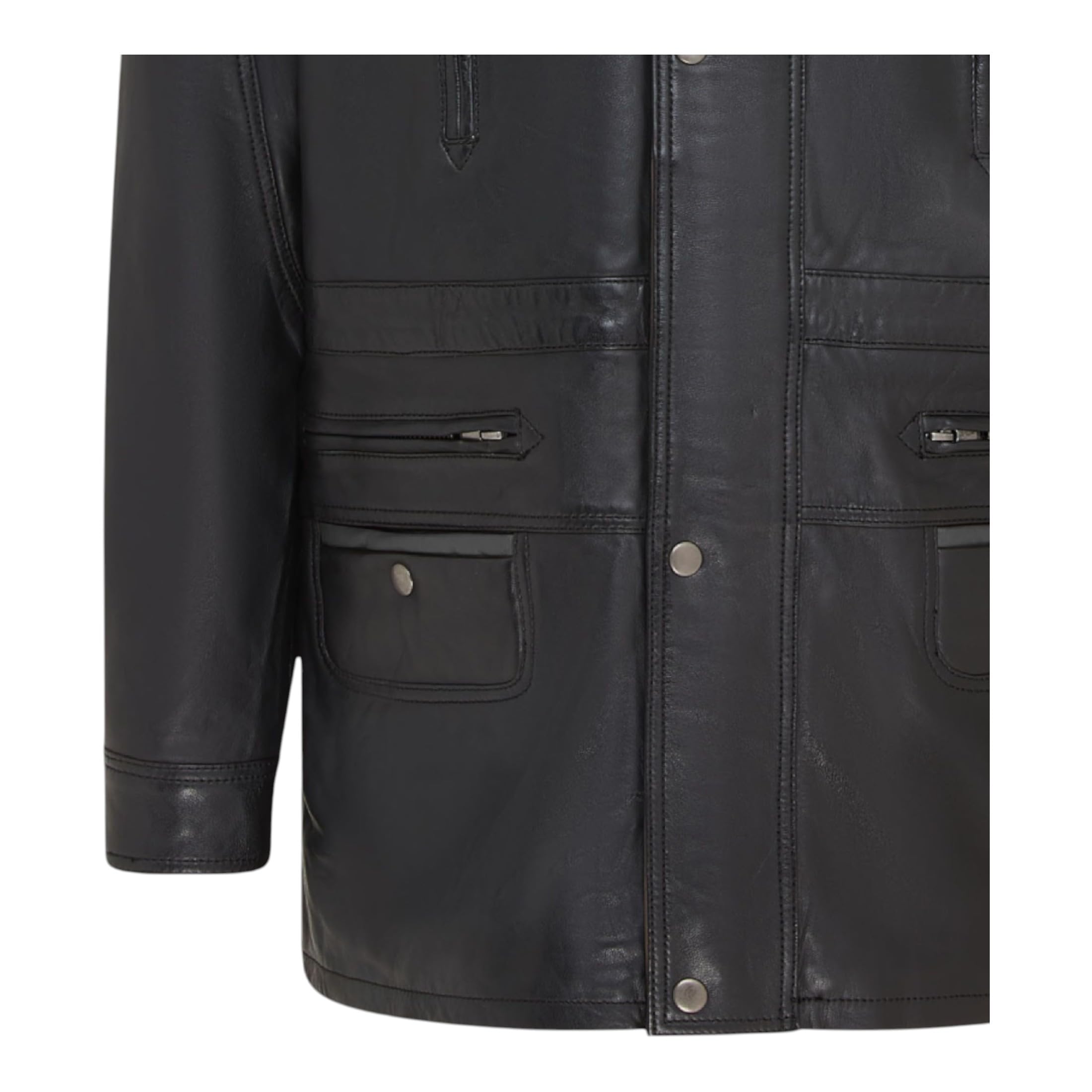 Infinity Leather Giacca Invernale Classica Parka da Uomo in Morbida Pelle Scamosciata Regular Fit