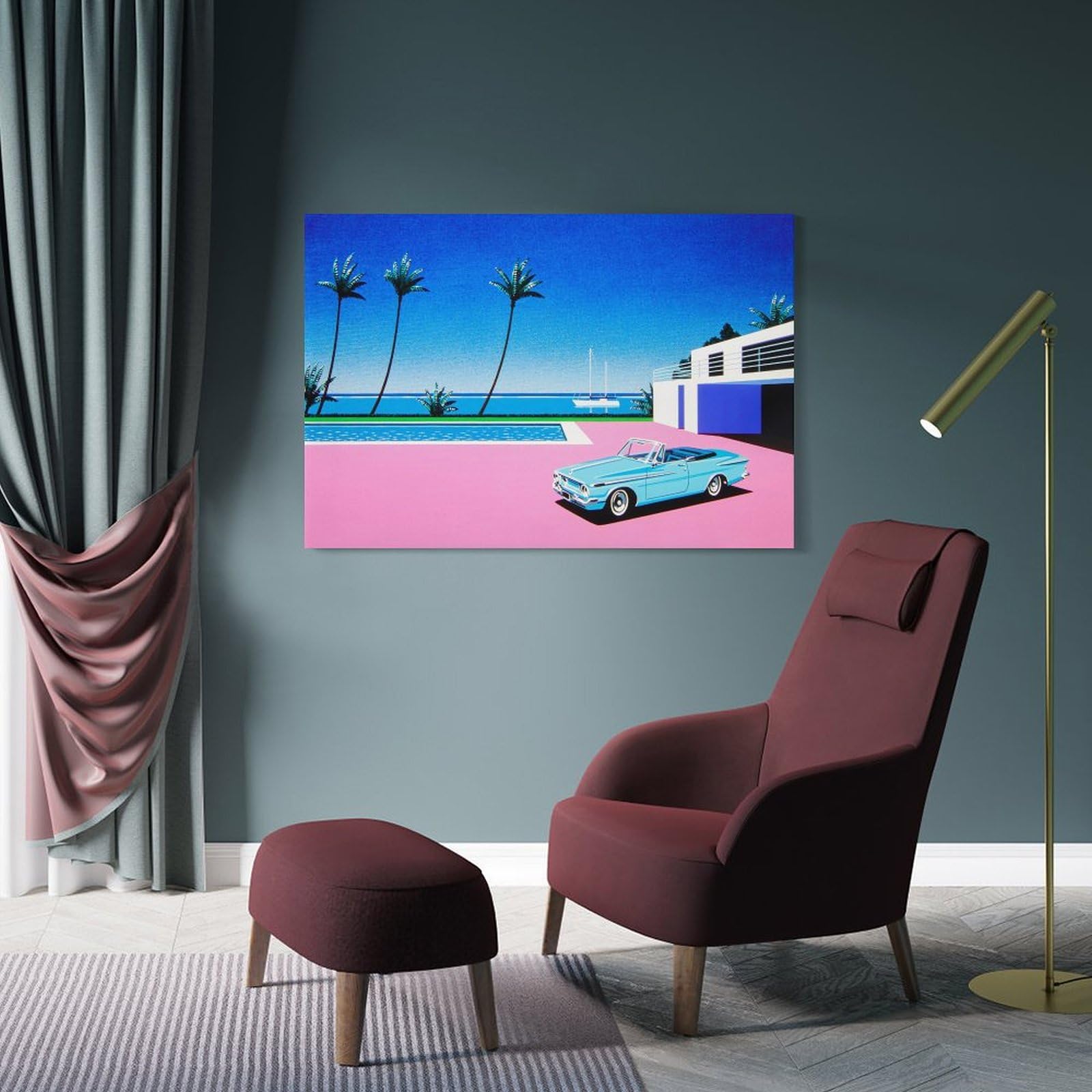Amazon.co.jp: イラストレーター 永井博絵画芸術ポスター(Pink