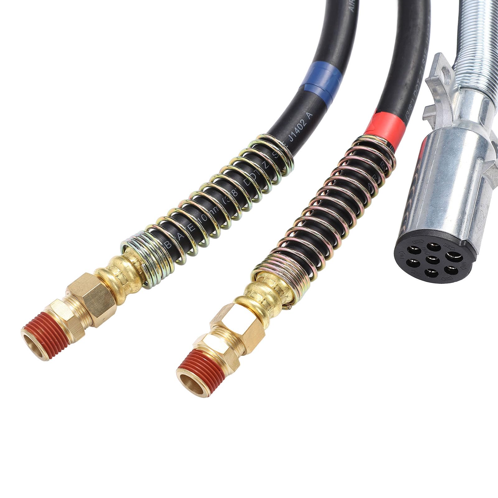 CHICIRIS Kit de Manguera de Línea de Aire de 15 Pies, Conector de 7 Vías, Líneas de Goma Premium para Integración de Semirremolques y Tractores