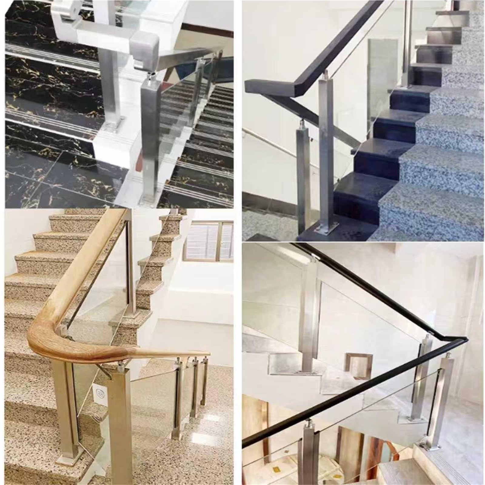 Poteau de clôture en verre de 100 cm - Fixation robuste pour garde-corps intérieur et extérieur, idéale pour terrasses et porches. Colonne de balustrade élégante, solution de clôture en verr