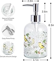 Vista 5 de Topadorn 17oz Glass Soap Dispenser with Plastic Pump for Kitchen and Bathroom, Refillable Clear Bottle for Dish Soap & Hand Soap