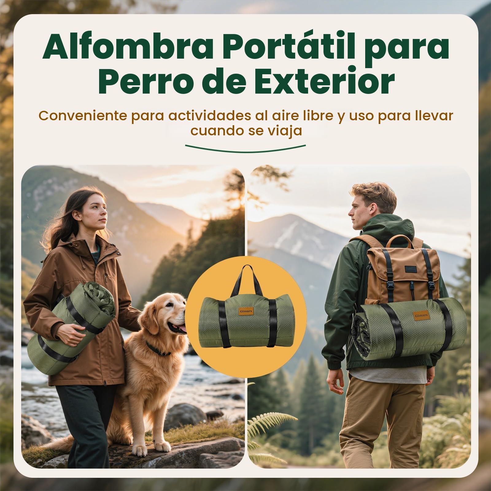 Gimars Cama para Perro de Exterior Mejorada con película Impermeable, fácil de enrollar con Hebilla, Cama de Viaje Grande para Perros medianos y Grandes, portátil, Plegable, Lavable