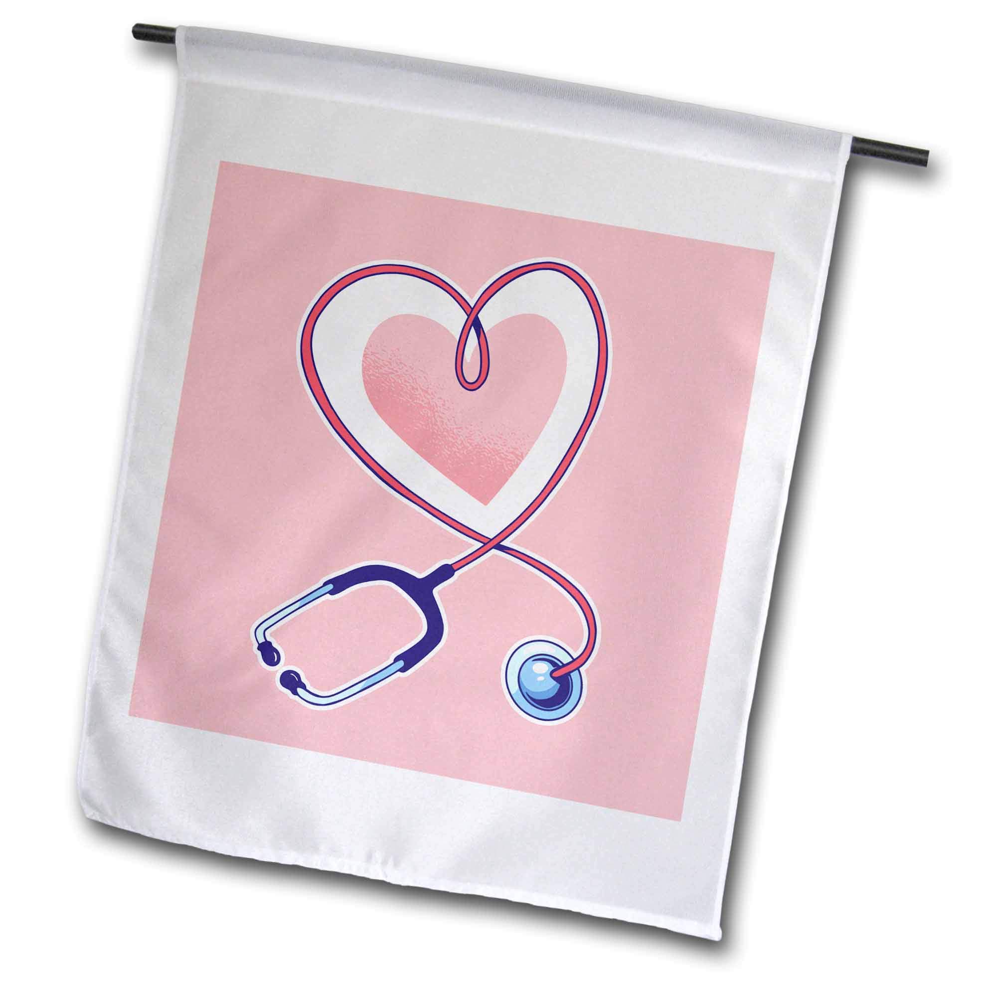 3dRose 18 x 27 inch Garden Flag - Stethoscope Heart Digital Art