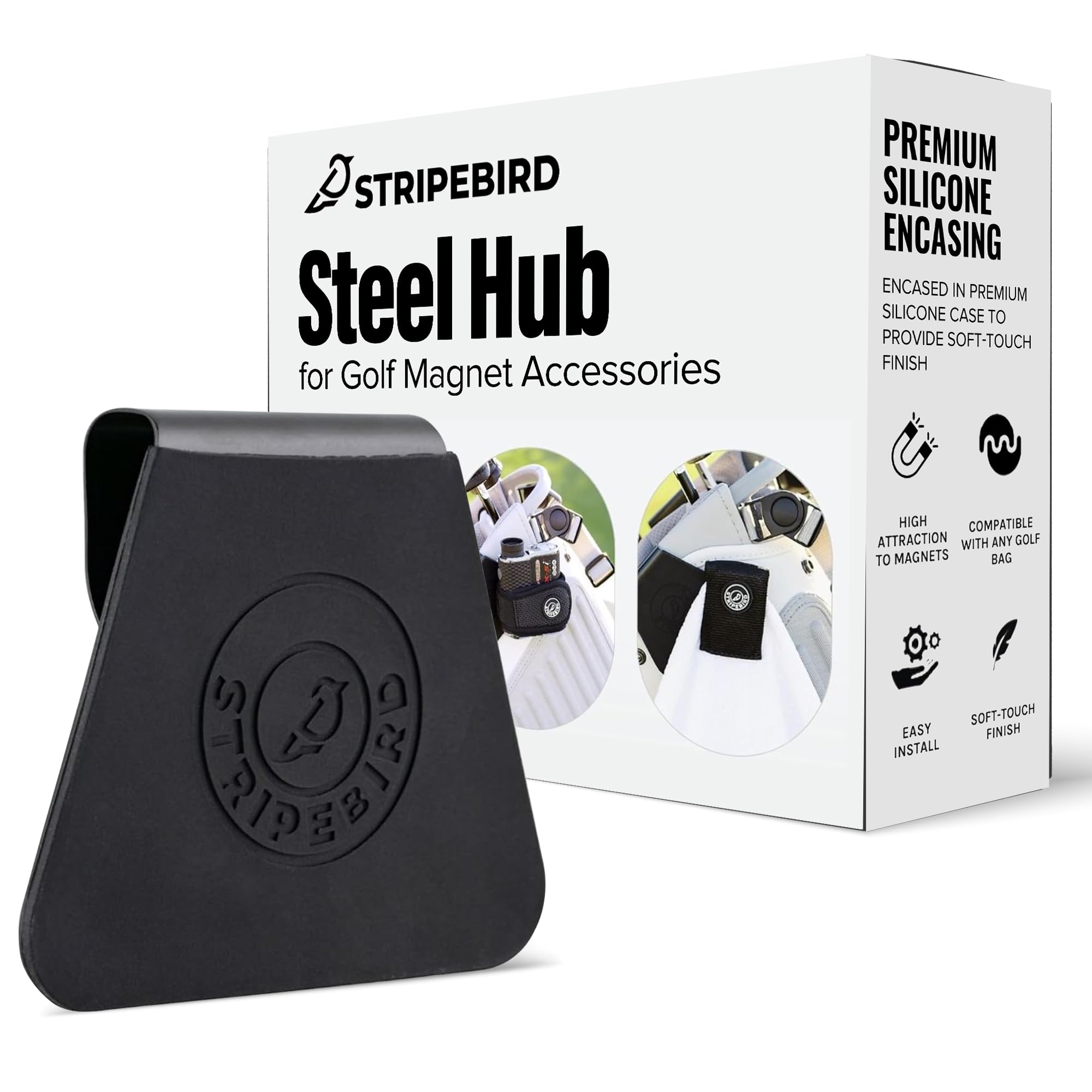 Stripebird - Steel Hub for Golf Magnet Accessories - Metal Attachment for Golf Bag Magnet Products - Easily Access Magnetic Golf Accessories from Your Golf Bag