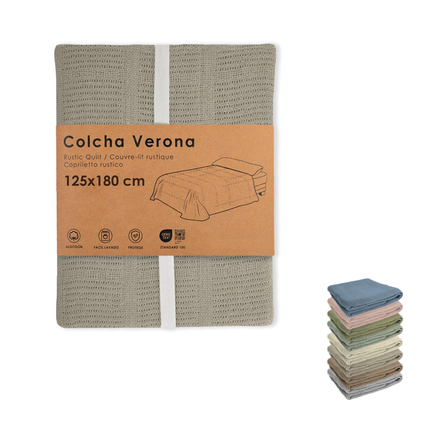 HOME SOLAZZIA Colcha Multiusos para sofás y Colcha Cama, Plaid Multiusos, cubrecama, Cubre sofá, Tejido Resistente y de Calidad (Lino, 125 x 180 cm)