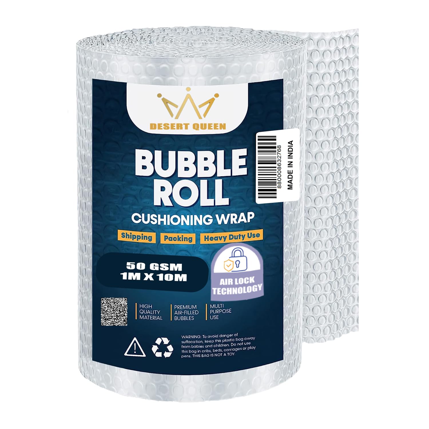DESERT QUEEN Air Bubble Wrap | Packing Roll For Safety | Multipurpose Packing Material | 1 Meter Wide (10M 50Gsm) (B09L6XHNYW) Amazon Price History, Amazon Price Tracker
